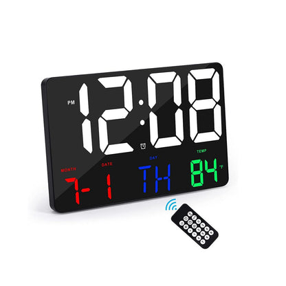 CRONY  717 White words wall clock Digital Clock Large Display,11.4" Digital Calendar Alarm Day Clock with Wireless Remote Control