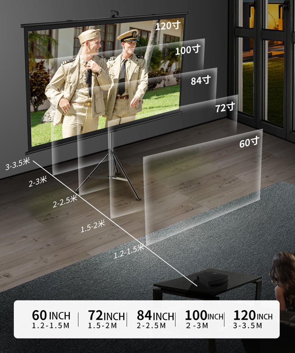 CRONY 72“projector screen with stand Portable Foldable Projection Movie Screen Fabric - Edragonmall.com