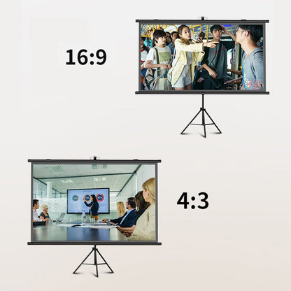 CRONY 72“projector screen with stand Portable Foldable Projection Movie Screen Fabric - Edragonmall.com