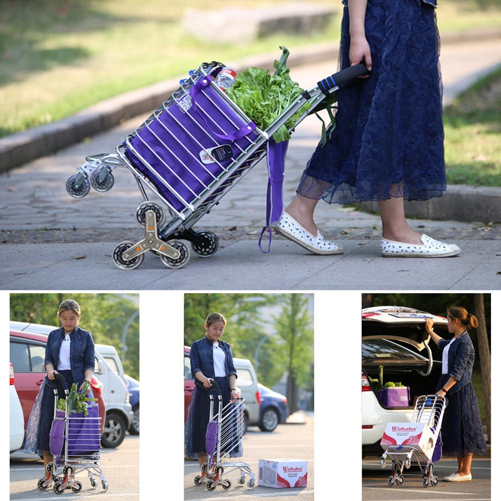 CRONY 8 Wheels Dual Purpose Shopping Cart Wheels Dual Purpose Shopping Cart Lightweight Shopping Trolley Bag With Seat - Edragonmall.com