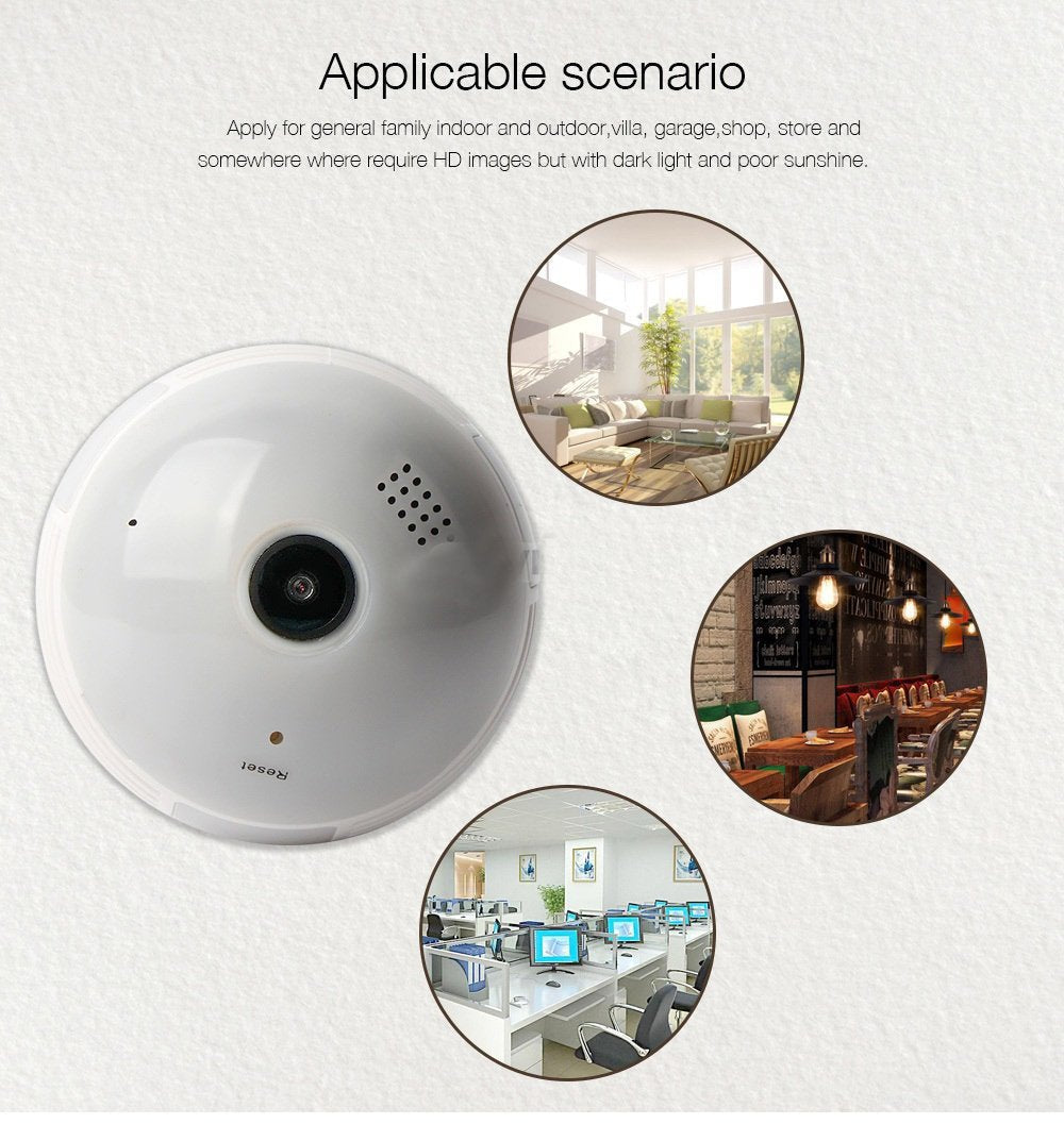 CRONY B13-I-V2 Wi-Fi Globe Panoramic 960p Wireless Panoramic Ip 3d Vr Camera Wifi Bulb Light Fisheye Surveillance - Edragonmall.com