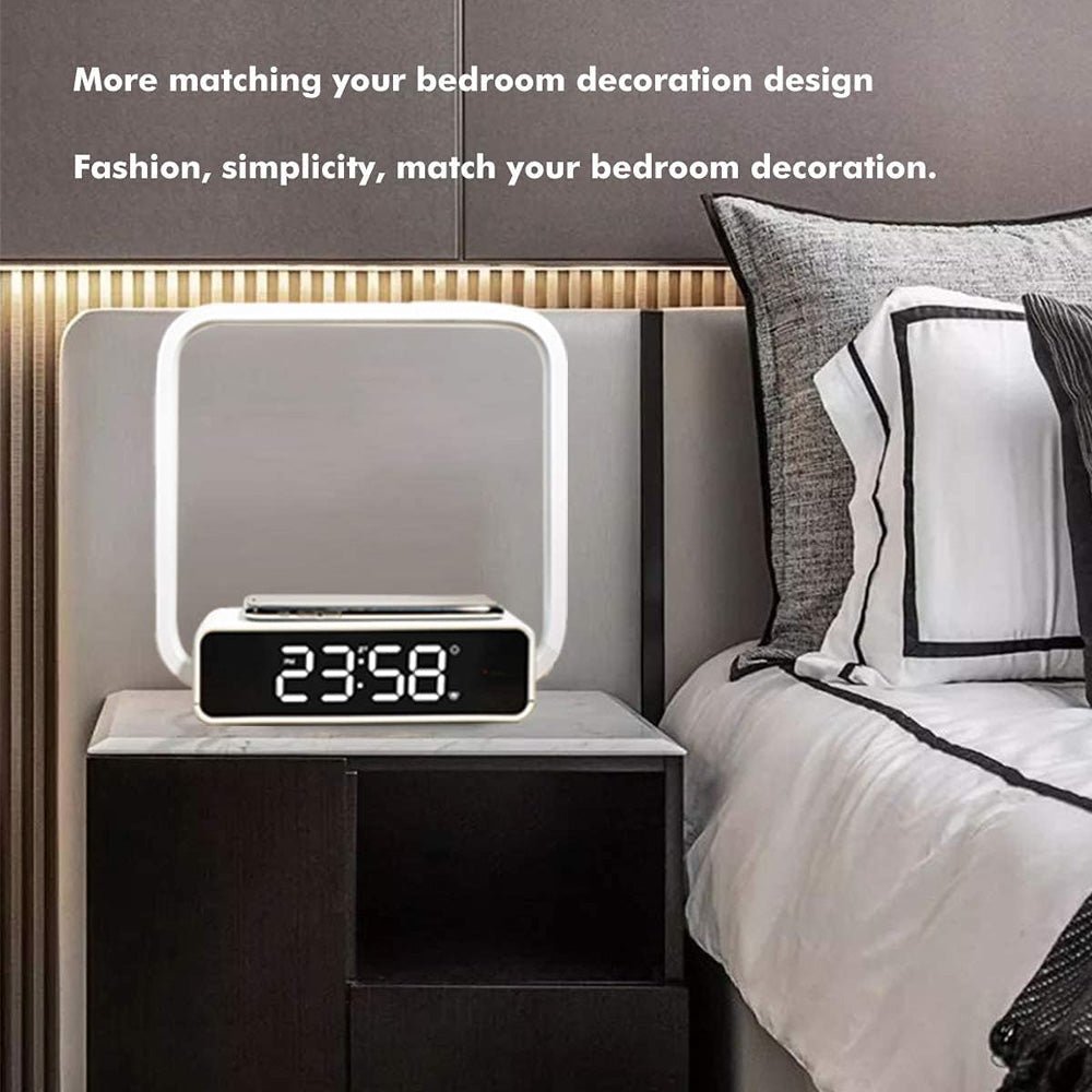 CRONY B18D Wireless charge + Ambient light + Electronic clock Bedside Lamp Touch Control Lamp Alarm Clock LED Night Light - Edragonmall.com