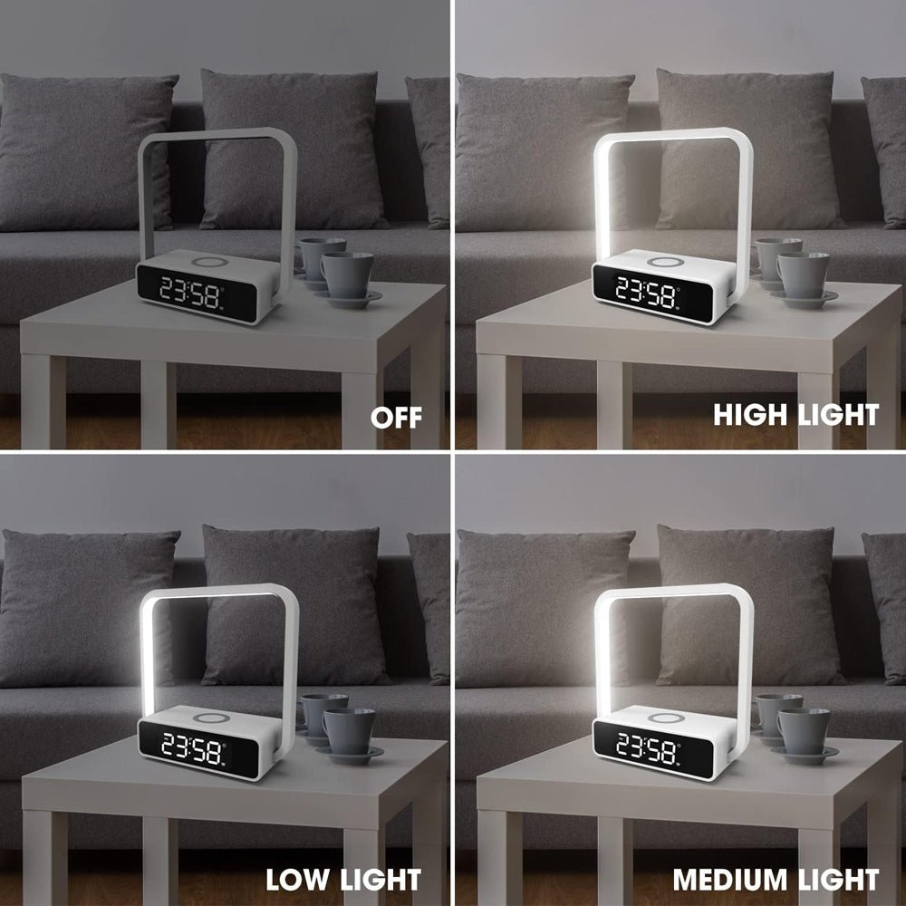 CRONY B18D Wireless charge + Ambient light + Electronic clock Bedside Lamp Touch Control Lamp Alarm Clock LED Night Light - Edragonmall.com