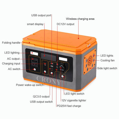 CRONY BS500 500W Portable Power Station Outdoor energy storage 110v 220v high power emergency power supply portable power station - Edragonmall.com