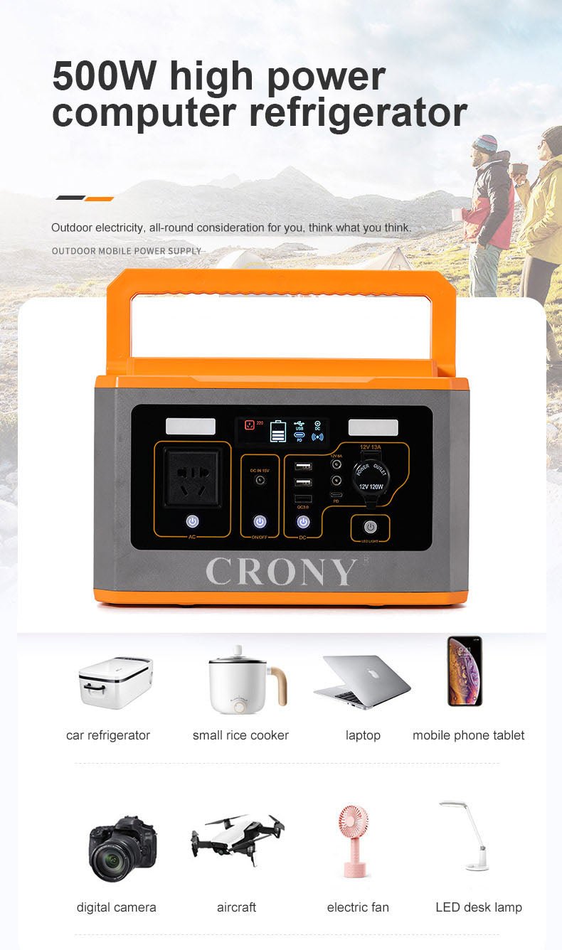 CRONY BS500 500W Portable Power Station Outdoor energy storage 110v 220v high power emergency power supply portable power station - Edragonmall.com