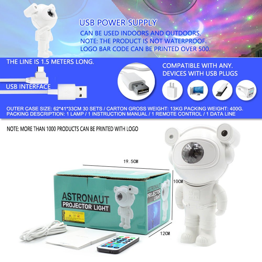 CRONY BT Astronaut projection light Sky Moon Star Night Light Projection Lamp Galaxy Astronaut Projector with Bluetooth Speaker - Edragonmall.com