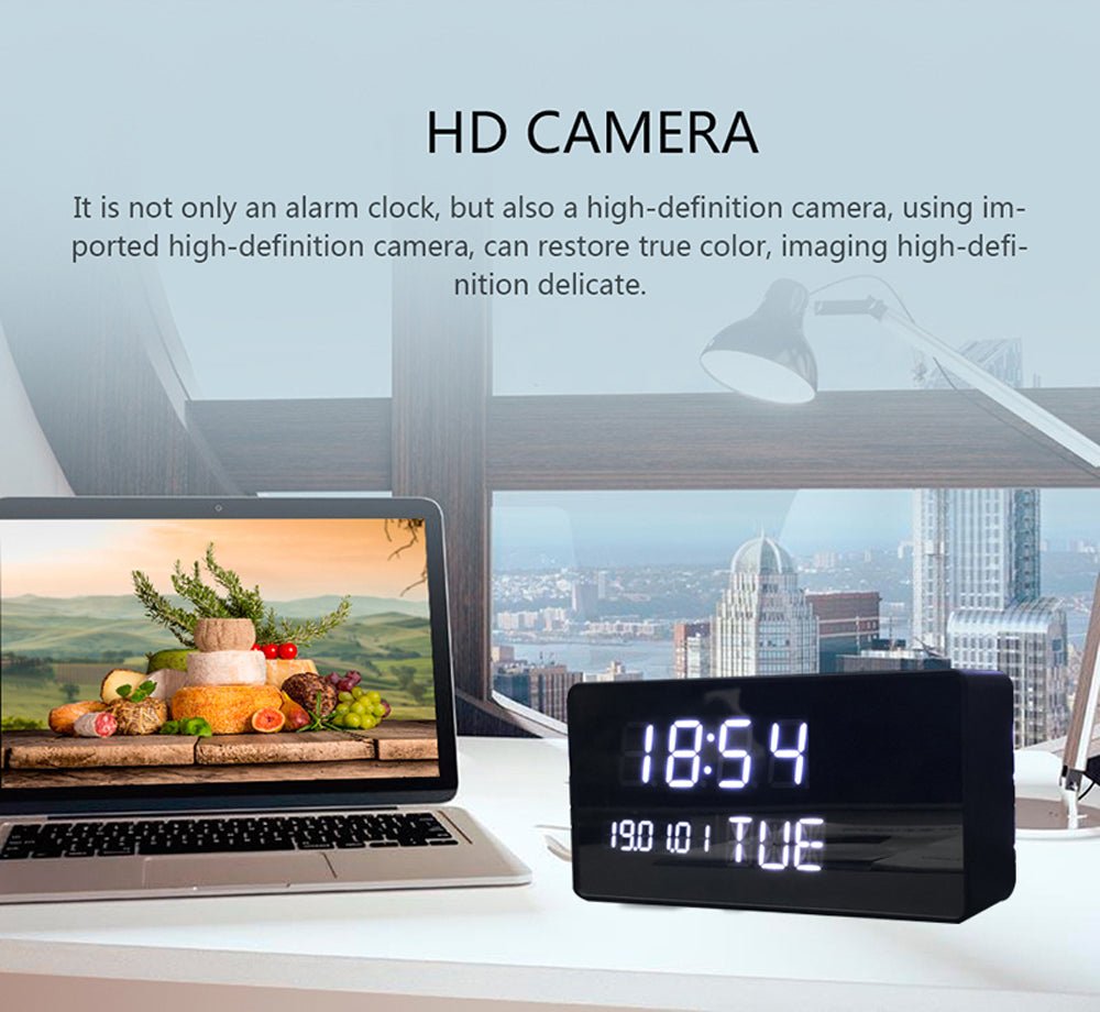 CRONY C1 Tuya App clock 1080P HD Wireless Camera APP Smart WIFI Wireless Motion Detection Hidden Alarm Clock Camera 1080P - Edragonmall.com