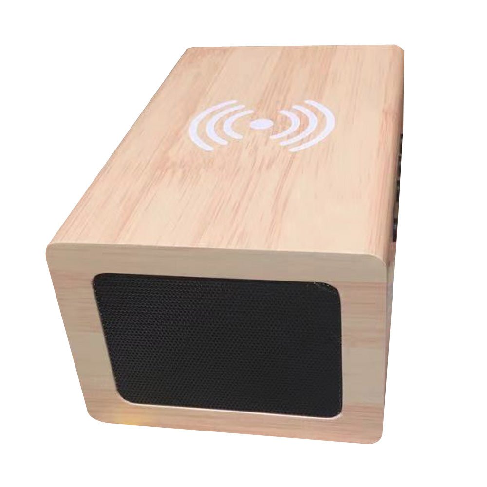 CRONY CN1299 Wooden Digital LED Clock with Wireless Moblie charging Bluetooth Speaker Alarm Temperature - Edragonmall.com