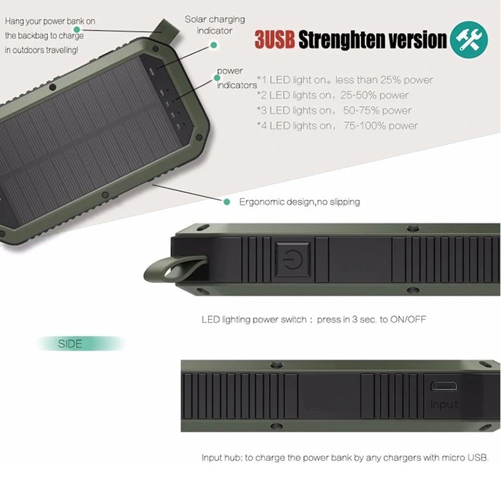 CRONY ES982 40000mAh Business Power Bank Portable waterproof outdoor mobile wireless charger solar power bank - Edragonmall.com