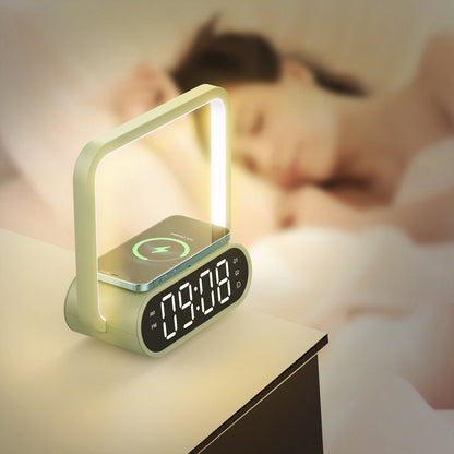 CRONY F10 Wireless Charging Desk Lamp with Alarm Clock Touch Desk dimmable LED digital alarm clock light for Home Office - Edragonmall.com