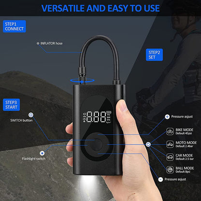 CRONY FG01 Portable Electric Air Inflator Portable Tire Inflator with Digital Display, 150PSI 4000mAh Rechargeable Battery - Edragonmall.com