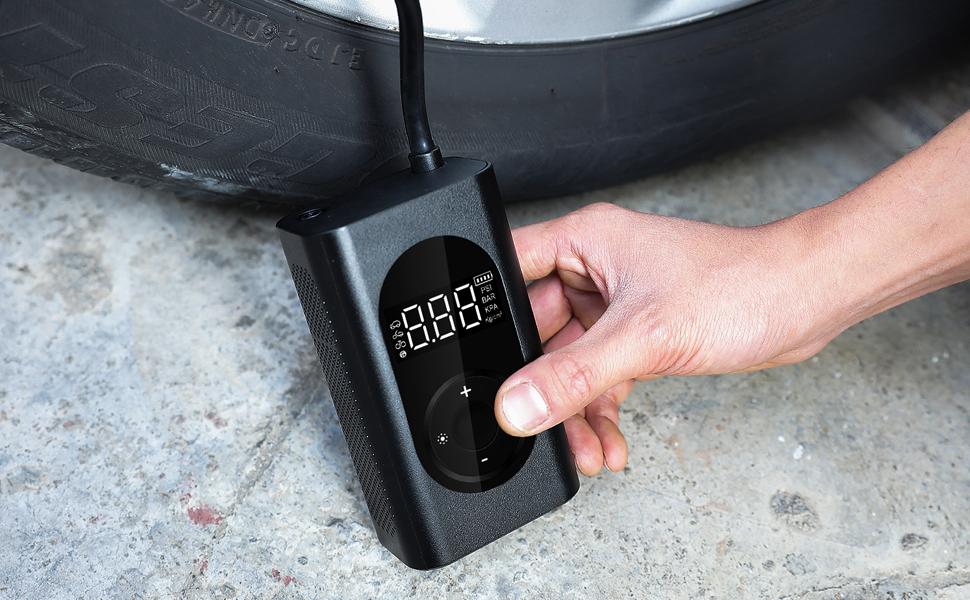 CRONY FG01 Portable Electric Air Inflator Portable Tire Inflator with Digital Display, 150PSI 4000mAh Rechargeable Battery - Edragonmall.com