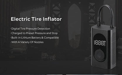 CRONY FG01 Portable Electric Air Inflator Portable Tire Inflator with Digital Display, 150PSI 4000mAh Rechargeable Battery - Edragonmall.com