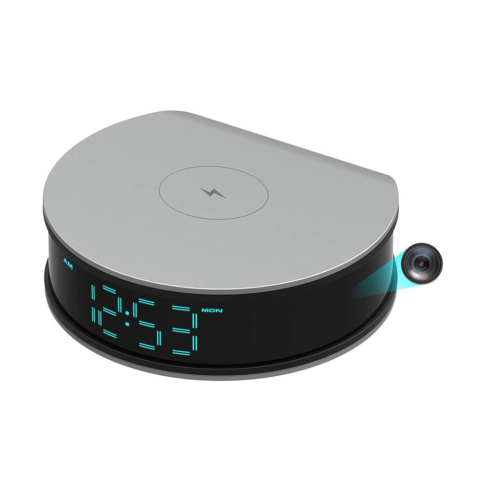 CRONY H300 Alarm clock wireless charging camera 1080P FAST PHONE CHARGER SURVEILLANCE CAMERA WITH NIGHT VISION - Edragonmall.com