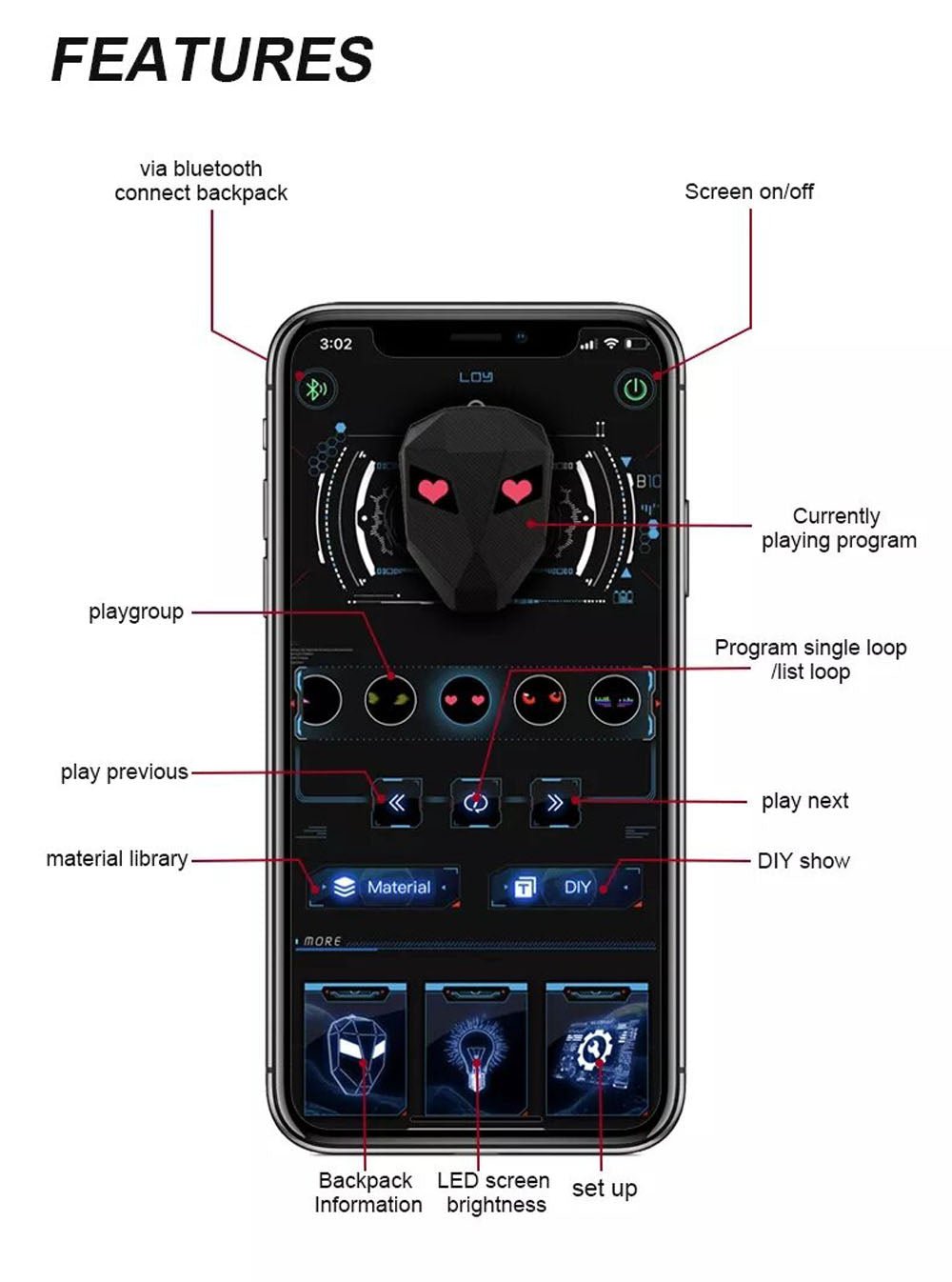 CRONY Iron Man LED Display Backpack Upgrade Iron Man LED Backpack Screen Knight Motorcycle Backpack Cool Travel Bag Scooter Bag - Edragonmall.com