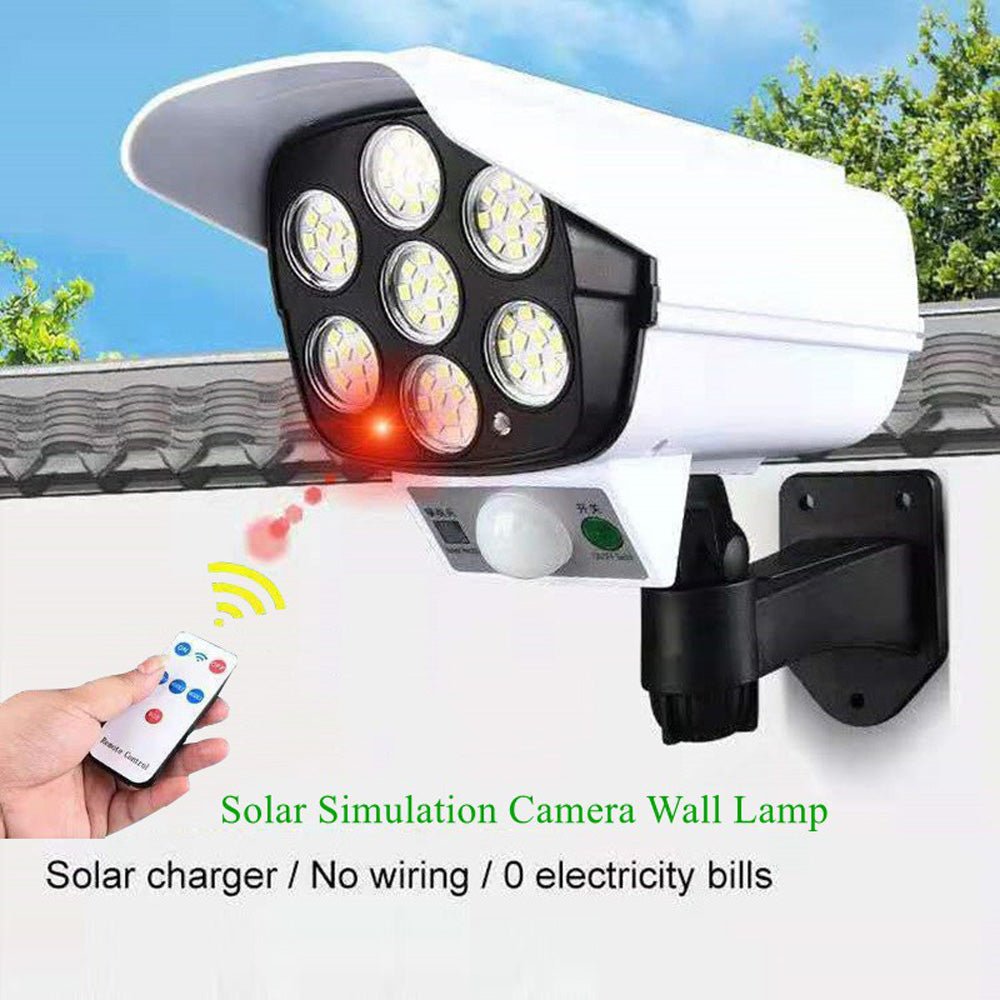 CRONY JD-2178T Solar simulation camera wall lamp Solar Simulation Camera Wall Lamp Remote Control Outdoor Wall Light 3 Modes Motion Sensor - Edragonmall.com