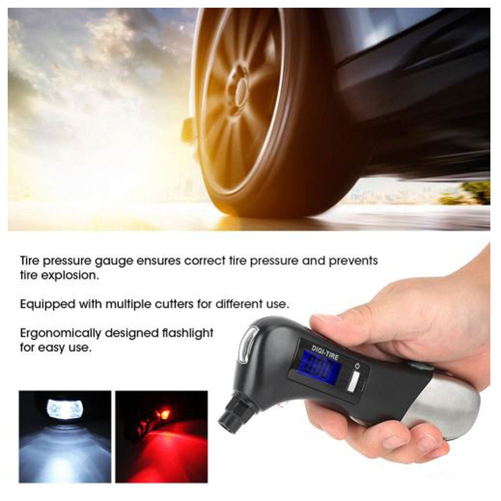 CRONY  JZ-405C Tire Pressure Measuring Mini LED Outdoor Lighting Flashlight Torch Multifunction Emergency lamp