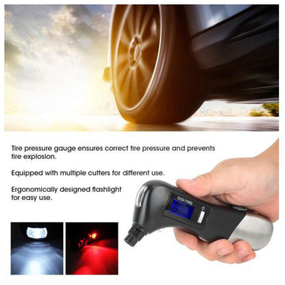 CRONY  JZ-405C Tire Pressure Measuring Mini LED Outdoor Lighting Flashlight Torch Multifunction Emergency lamp