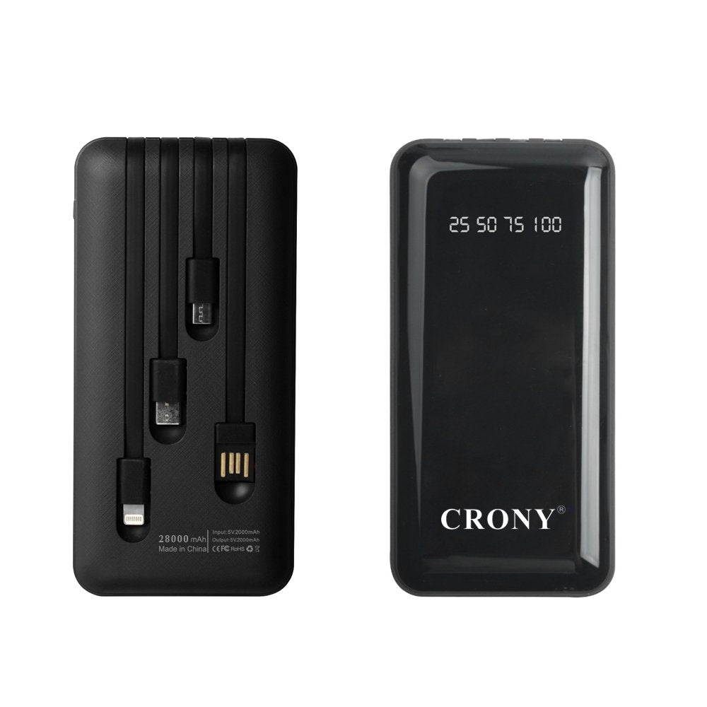 CRONY L15 Power Bank with Built-in 4 Cables slim mini data cable bank power power bank 28000mah - Edragonmall.com