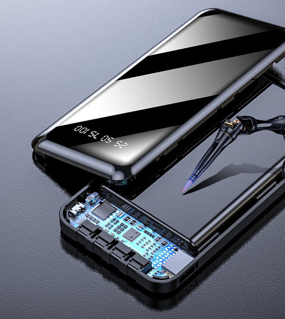 CRONY L15 Power Bank with Built-in 4 Cables slim mini data cable bank power power bank 28000mah - Edragonmall.com