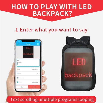 CRONY LED display backpack us-b002 LED Fashion Novelty Smart Style waterproof Laptop Backpack Creative Christmas Gift School Bag - Edragonmall.com