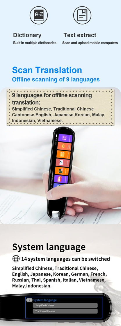 CRONY MD043 Plus Translation Pen language OCR Arabic scanning translation pen English Korean Japanese Malay Vietnamese - Edragonmall.com