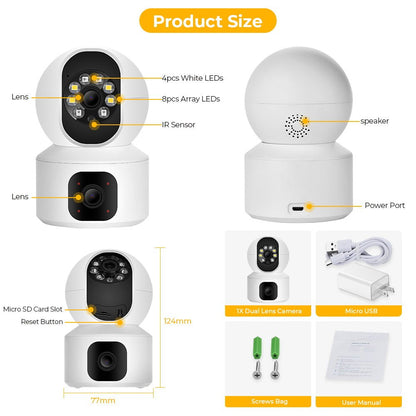 CRONY NIP-32 iCsee APP 4MP double-screen IP Camera Dual Lens WiFi Camera Dual Screen Baby Monitor Auto Tracking Ai Human Detection IP Security Cameras - Edragonmall.com