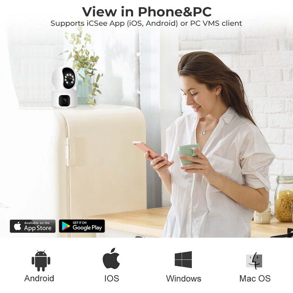 CRONY NIP-32 iCsee APP 4MP double-screen IP Camera Dual Lens WiFi Camera Dual Screen Baby Monitor Auto Tracking Ai Human Detection IP Security Cameras - Edragonmall.com