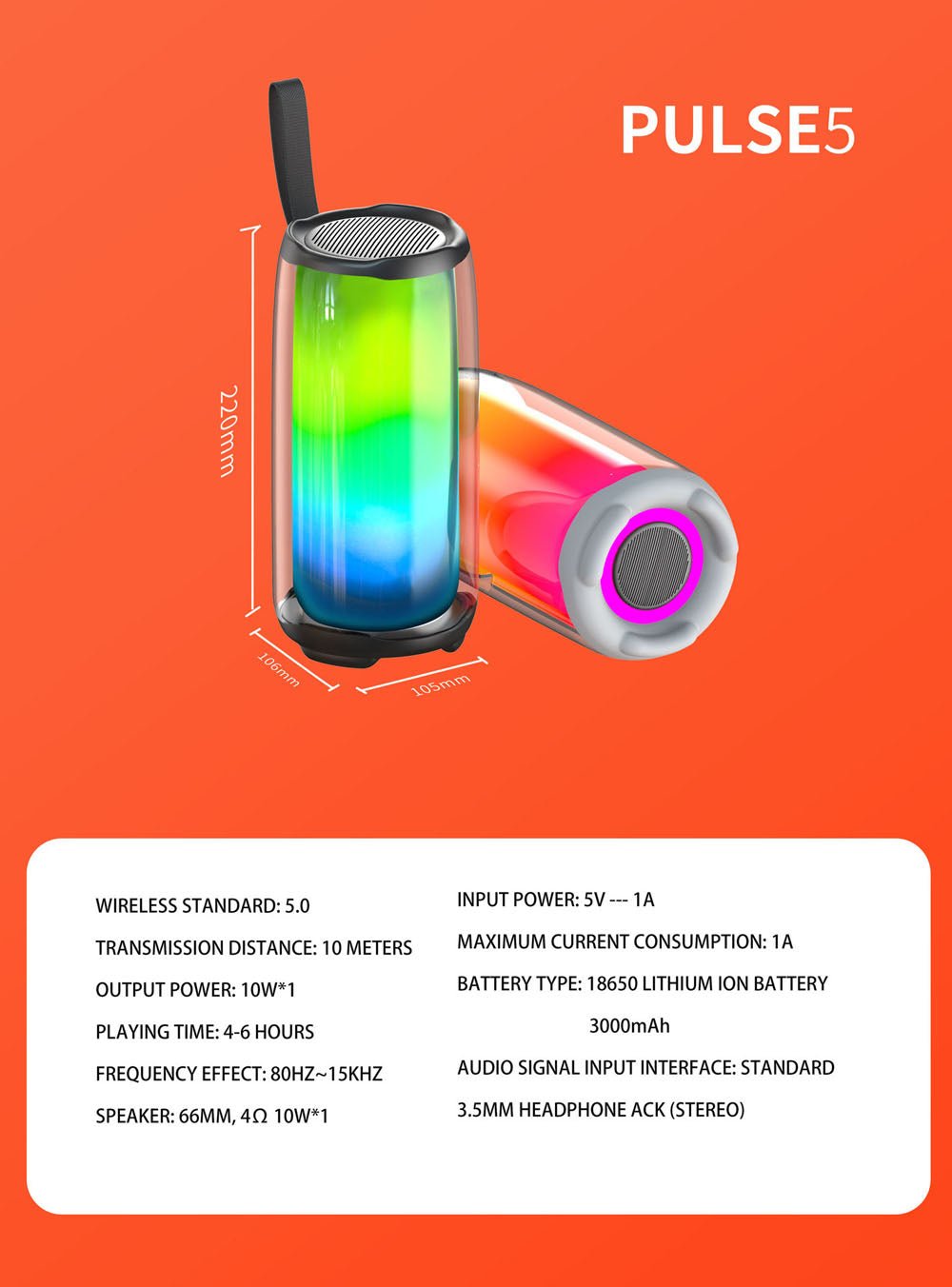 CRONY PULSE5 Pulsating luminous speaker kaleidoscope portable speaker waterproof wirelessoutdoor speaker - Edragonmall.com