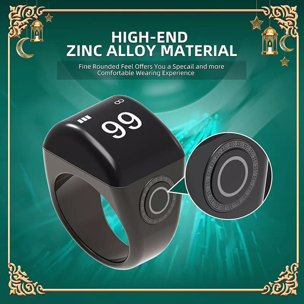 CRONY QB702 smart tasbeeh ring Muslim gift quran qibla smart Electronic counter ring Digital Azan Alarm Clock Tasbeeh Tasbih Zikr Ring - Edragonmall.com