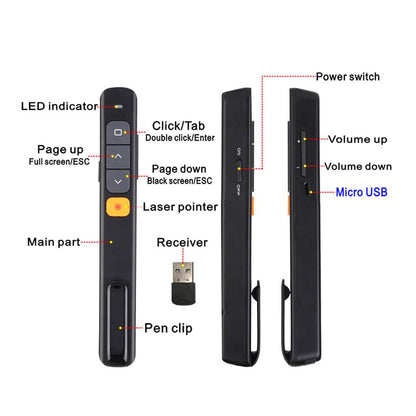 CRONY RF-053 Laser page-turning pen USB Wireless Presenter Remote Control Red Laser Pointer For Computer Teaching - Edragonmall.com