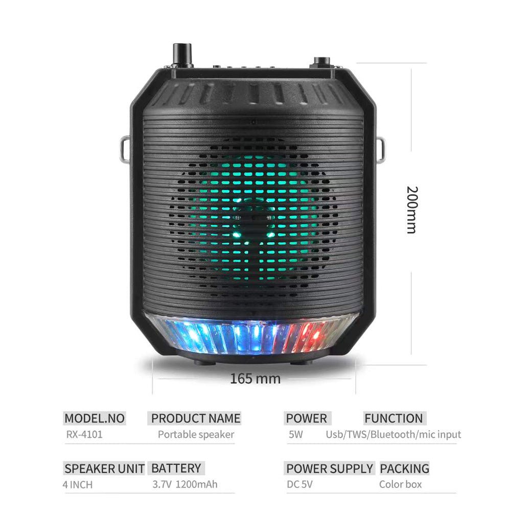 CRONY RX-4101 colorful light portable speaker with microphone USB TF FM RADIO Speaker - Edragonmall.com