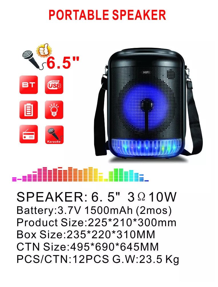 CRONY RX-6101 colorful light portable speaker with microphone USB TF FM RADIO Speaker - Edragonmall.com