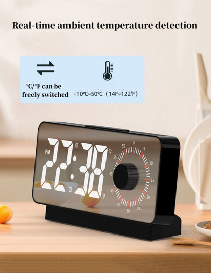 CRONY S238A Digital Alarm Clock with Visible Timer Snooze Temperature Date Knob Countdown Table Clock Dual Alarm Night Mode LED Clock - Edragonmall.com