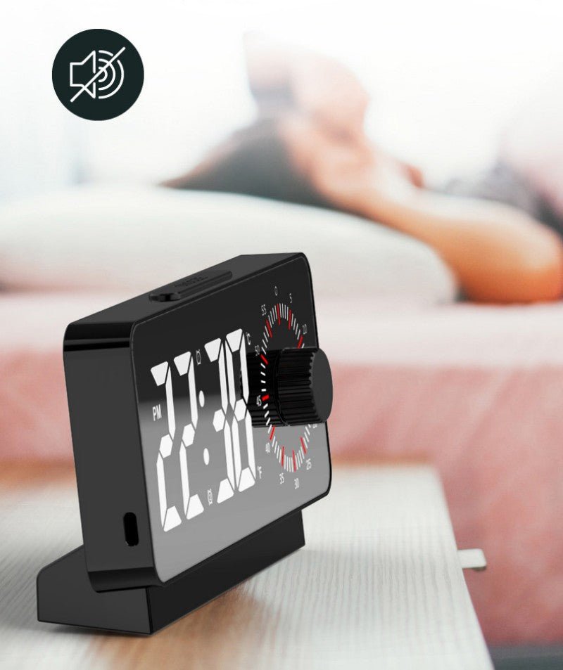 CRONY S238A Digital Alarm Clock with Visible Timer Snooze Temperature Date Knob Countdown Table Clock Dual Alarm Night Mode LED Clock - Edragonmall.com