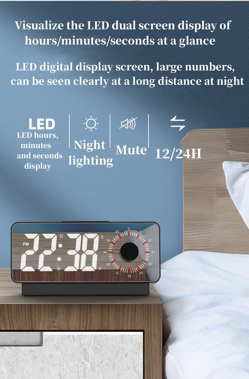 CRONY S238A Digital Alarm Clock with Visible Timer Snooze Temperature Date Knob Countdown Table Clock Dual Alarm Night Mode LED Clock - Edragonmall.com