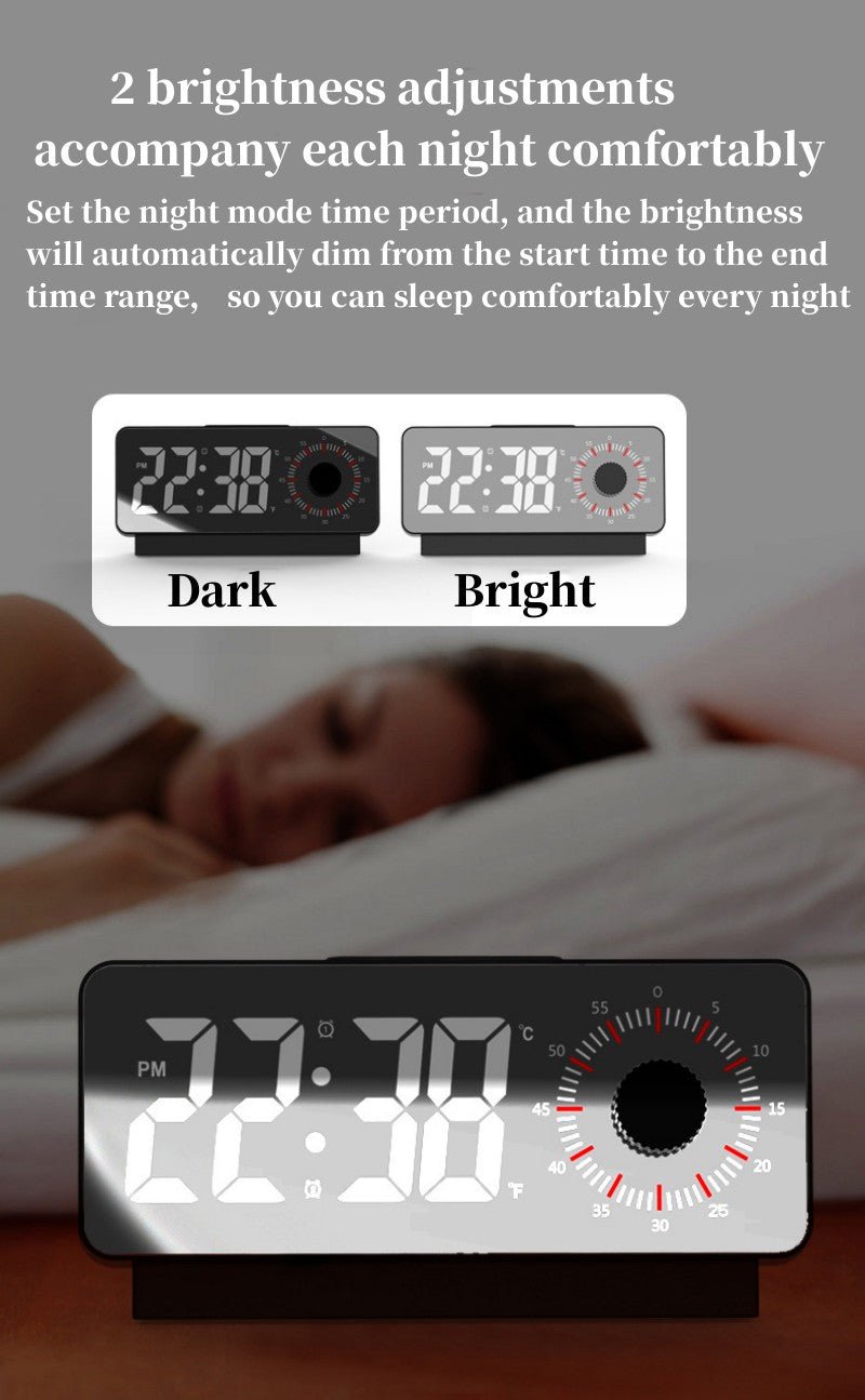 CRONY S238A Digital Alarm Clock with Visible Timer Snooze Temperature Date Knob Countdown Table Clock Dual Alarm Night Mode LED Clock - Edragonmall.com