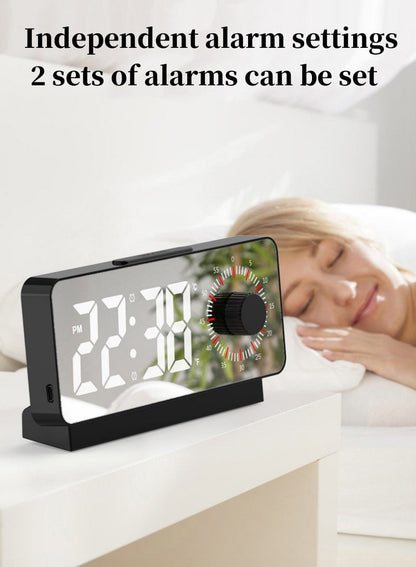 CRONY S238A Digital Alarm Clock with Visible Timer Snooze Temperature Date Knob Countdown Table Clock Dual Alarm Night Mode LED Clock - Edragonmall.com