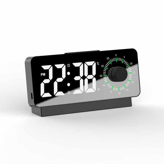 CRONY S238A Digital Alarm Clock with Visible Timer Snooze Temperature Date Knob Countdown Table Clock Dual Alarm Night Mode LED Clock - Edragonmall.com