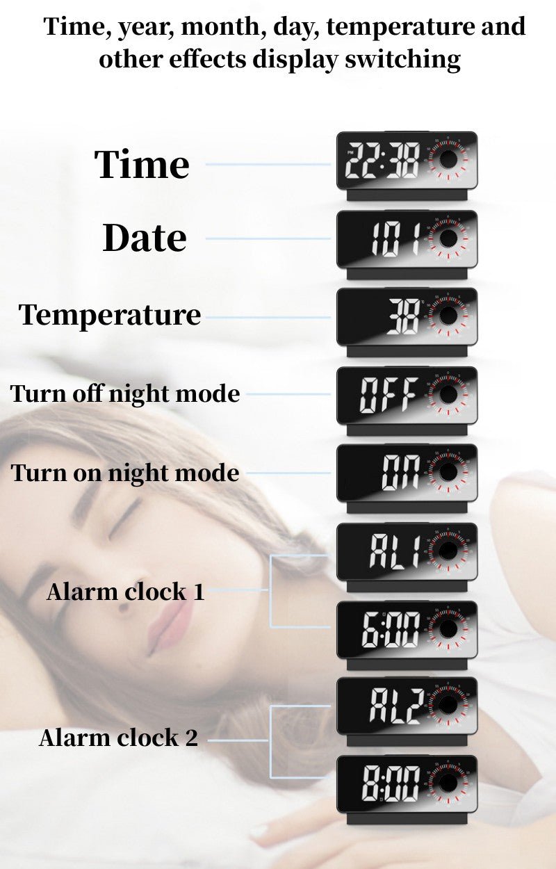 CRONY S238A Digital Alarm Clock with Visible Timer Snooze Temperature Date Knob Countdown Table Clock Dual Alarm Night Mode LED Clock - Edragonmall.com