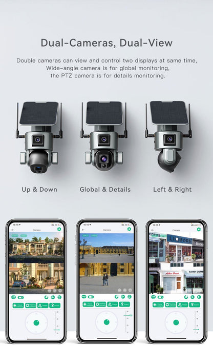 CRONY S5 WiFi-4K-8MP-10X Solar Dual Linkage Battery PTZ Camera 8MP Wireless CCTV Camera Outdoor IP66 Waterproof Solar Dual Camera - Edragonmall.com