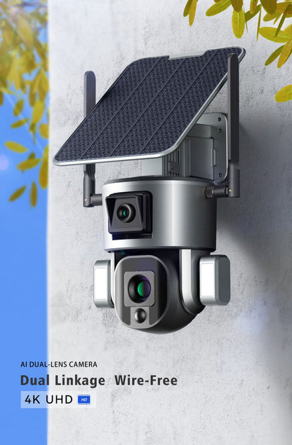 CRONY S5 WiFi-4K-8MP-10X Solar Dual Linkage Battery PTZ Camera 8MP Wireless CCTV Camera Outdoor IP66 Waterproof Solar Dual Camera - Edragonmall.com