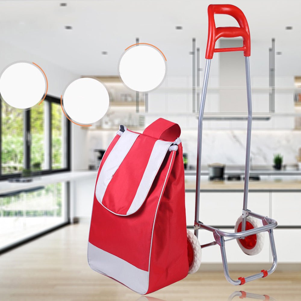 CRONY SC001 Shiping Cart Shopping Trolley Bag Folding Shopping Cart Collapsible Trolley Bag | red - Edragonmall.com