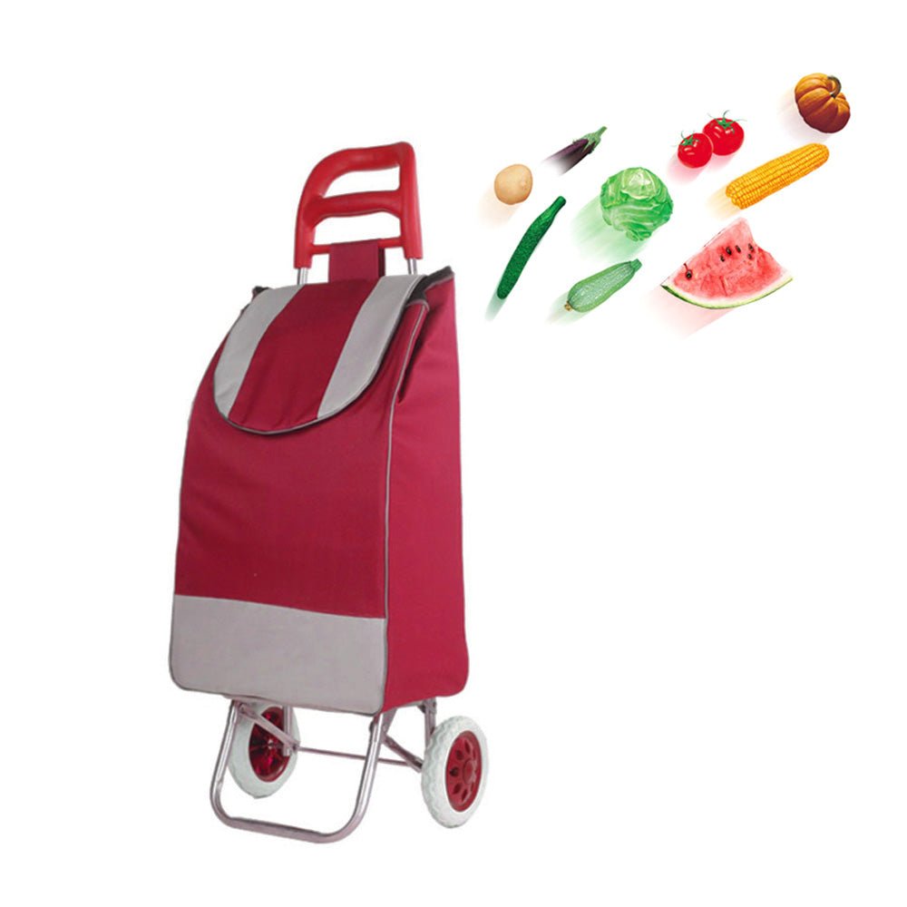 CRONY SC001 Shiping Cart Shopping Trolley Bag Folding Shopping Cart Collapsible Trolley Bag | red - Edragonmall.com