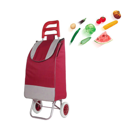 CRONY SC001 Shiping Cart Shopping Trolley Bag Folding Shopping Cart Collapsible Trolley Bag | red - Edragonmall.com