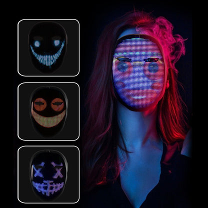 Crony Shining App cosplay Mask With Bluetooth App Party Face Changing Led Display Mask For Party - Edragonmall.com