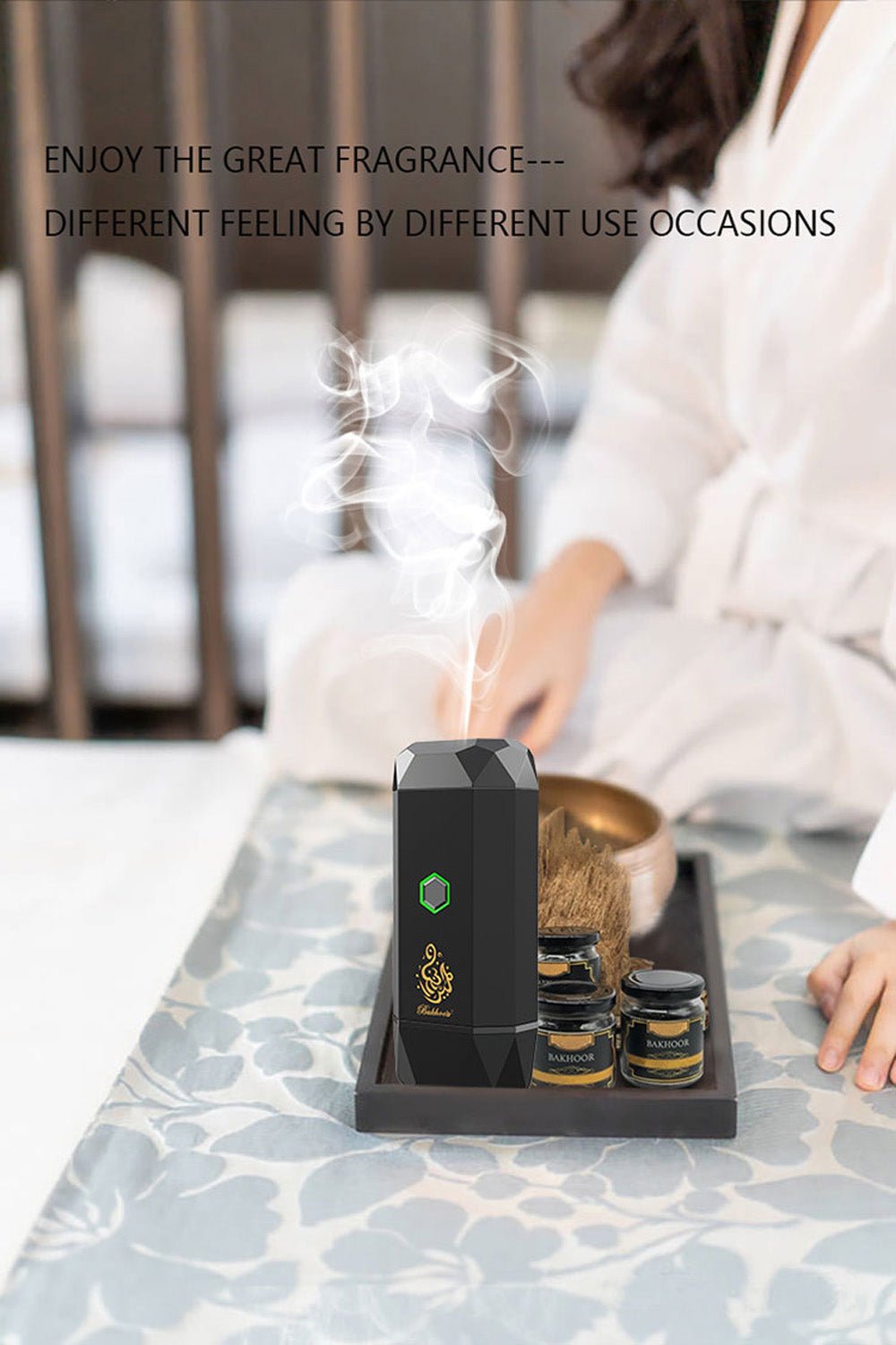 CRONY Small B16 Portable Bukhoor Style Usb Type-C Power incense burner Bakhoor Portable Rechargeable Electric Incense Burner | green - Edragonmall.com