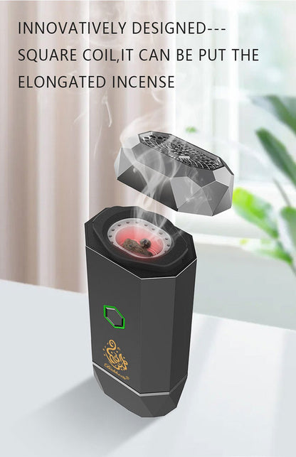 CRONY Small B16 Portable Bukhoor Style Usb Type-C Power incense burner Bakhoor Portable Rechargeable Electric Incense Burner | green - Edragonmall.com