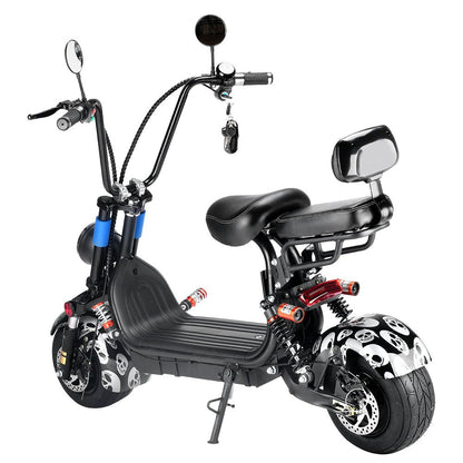 CRONY Small Harley two seat big tires with BT 1000w 60KM/H high power two wheels adult electric scooter motorcycle | Black Spider - Edragonmall.com