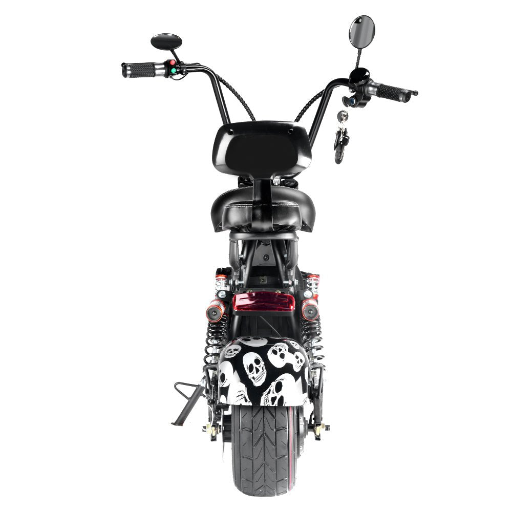 CRONY Small Harley two seat big tires with BT 1000w 60KM/H high power two wheels adult electric scooter motorcycle | Black Spider - Edragonmall.com